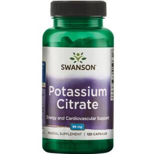 Swanson Cytrynian Potasu 99mg (wysoka wchłanialność) 120kaps