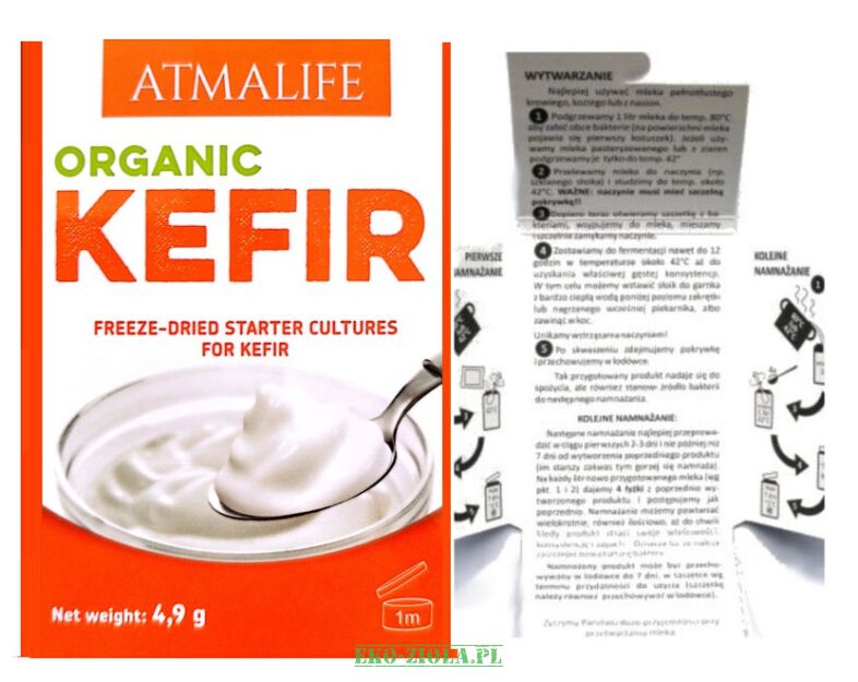 Sun&Food KEFIR organic bakterie liofilizowane do wytwarzania kefiru (wg dr Kempisty)
