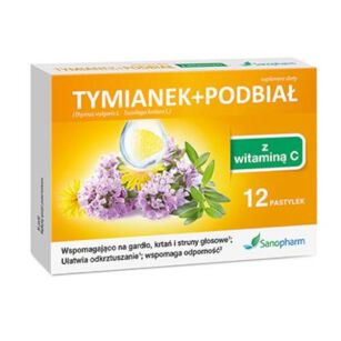 Tymianek + podbiał z witaminą C 12pastylek do ssania, Sanopharm
