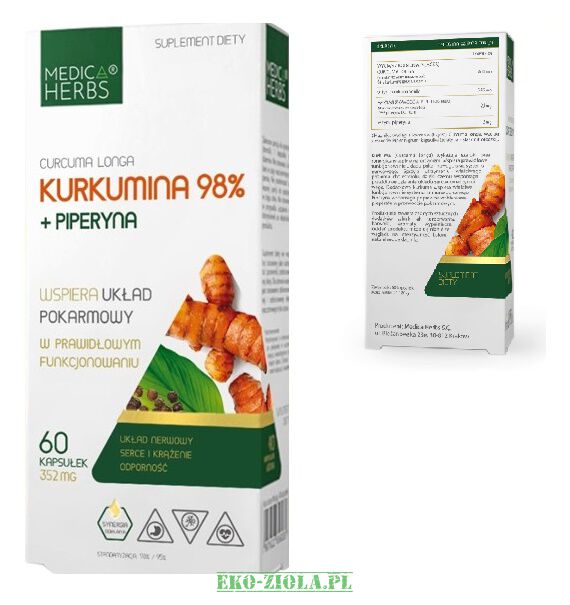 Medica Herbs Kurkumina 98% + piperyna 352mg 60kaps