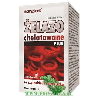 Sanbios Żelazo Chelatowane Plus ze szpinakiem i pietruszką 30tabl