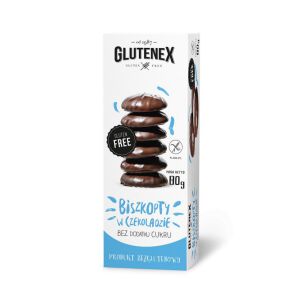 Biszkopty w Czekoladzie bez cukru, bez Glutenu B/GL (niebieskie) 80g, Glutenex
