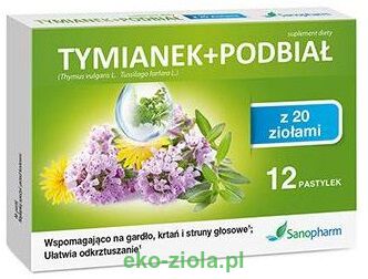 Sanopharm Tymianek + podbiał z 20 ziołami 12pastylek do ssania