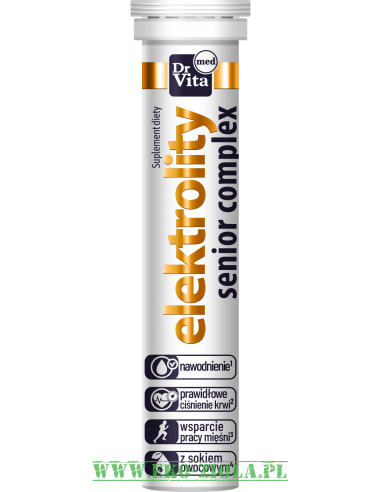 Dr Vita Med Elektrolity Senior complex (potas, wapń, magnez) - 20 tabletek musujacych z sokiem owocowym