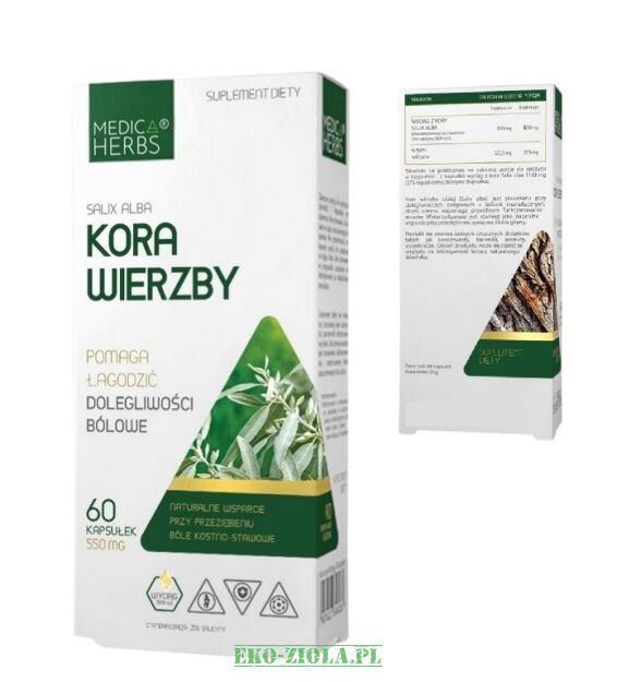 Medica Herbs Kora wierzby 550mg 60kaps