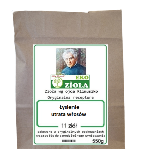 Wsparcie i profilaktyka przy - Łysiejace place, Utrata włosów - zestaw mieszanki ziół wg Klimuszko 550g