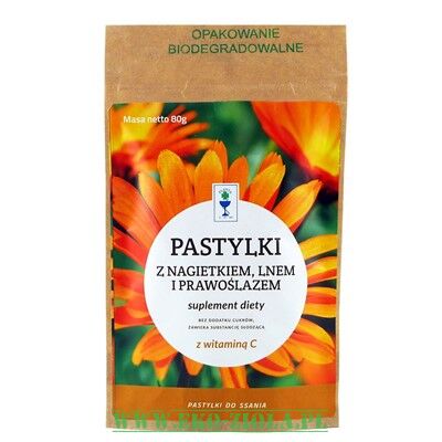 PlantaLek Karmelki Nagietek + Len + Prawoślaz bez cukru 80g