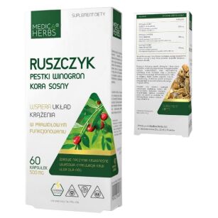 Medica Herbs Ruszczyk + Pestki Winogron OPC + Kora Sosny OPC 60kaps