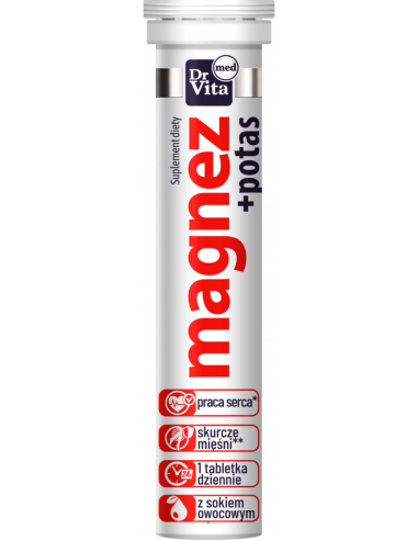 Dr. Vita Med Magnez + Potas - 20 tabletek musujacych z sokiem owocowym