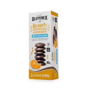 Glutenex Biszkopty w czekoladzie z pomarańczą bez glutenu, bez cukru 80g