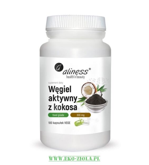Aliness Węgiel aktywny z kokosa (vege) 300mg 100kaps