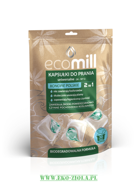 Nutka Ecomill Kapsułki do prania KONOPIE POLSKIE 2w1 (bez fosforanów) 30kaps