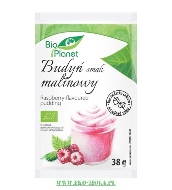 Bio Planet Budyń smak malinowy z malinami BIO bez cukru 38g