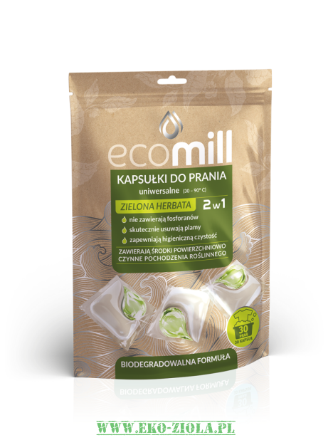 Nutka Ecomill Kapsułki do prania ZIELONA HERBATA 2w1 (bez fosforanów) 30kaps