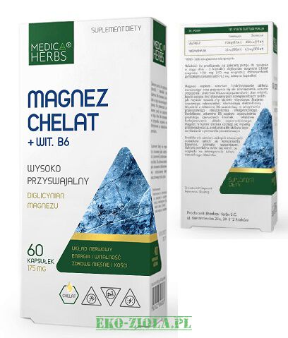 Medica Herbs Magnez chelat + Wit. B6 (diglicynian magnezu) 175mg 60kaps