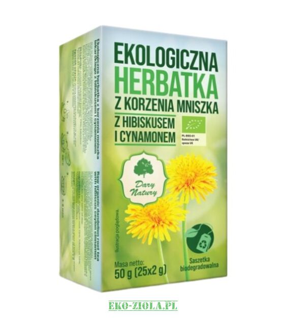 Dary Natury Herbatka z korzenia mniszka z hibiskusem i cynamonem EKO 25x2g