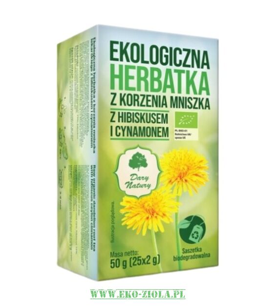 Dary Natury Herbatka z korzenia mniszka z hibiskusem i cynamonem EKO 25x2g