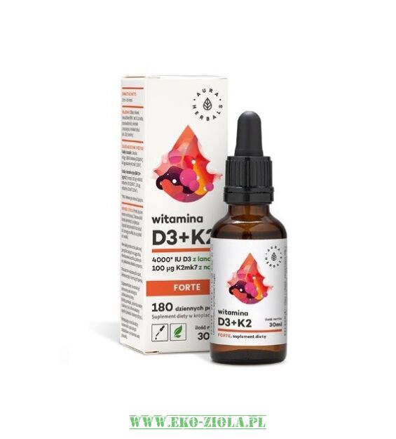 Aura Herbals Witamina D3 + K2 MK-7 Forte (4000/100) krople 30ml